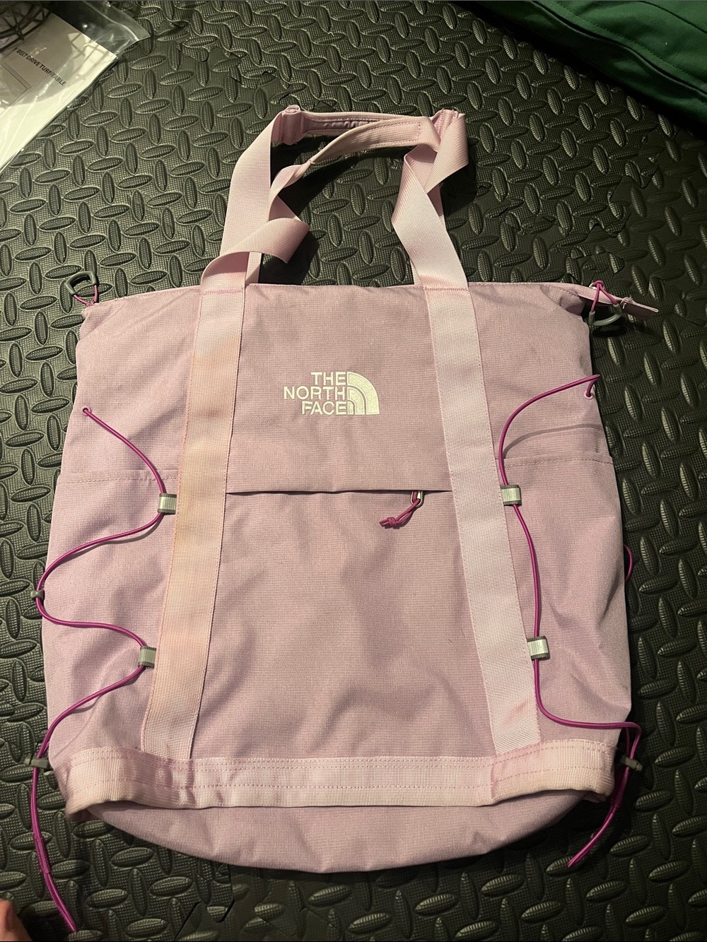 The North Face Pink Canvas Tote with Bungee Detail